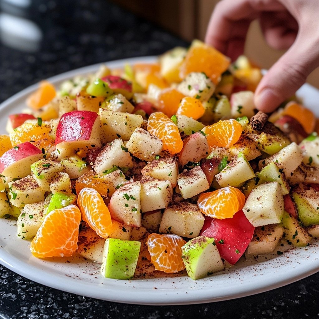Weihnachtlicher Obstsalat mit Zimt und Vanille