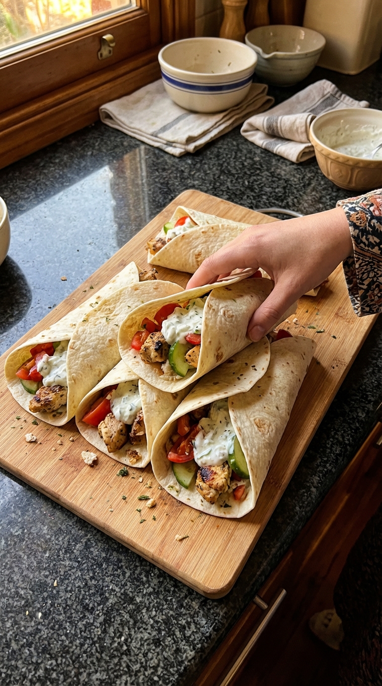 Einfache Griechische Hähnchen Wraps