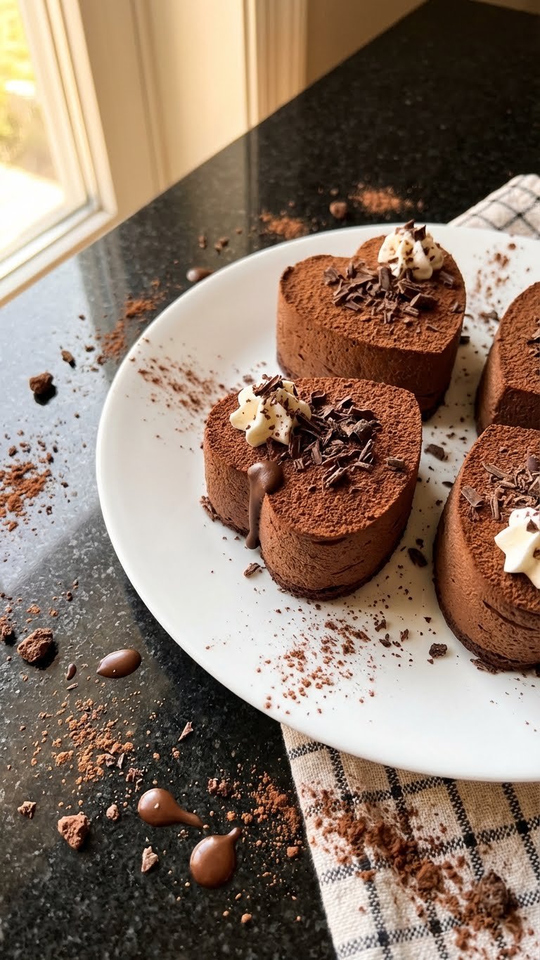 Mini Schoko Mousse Herz Desserts