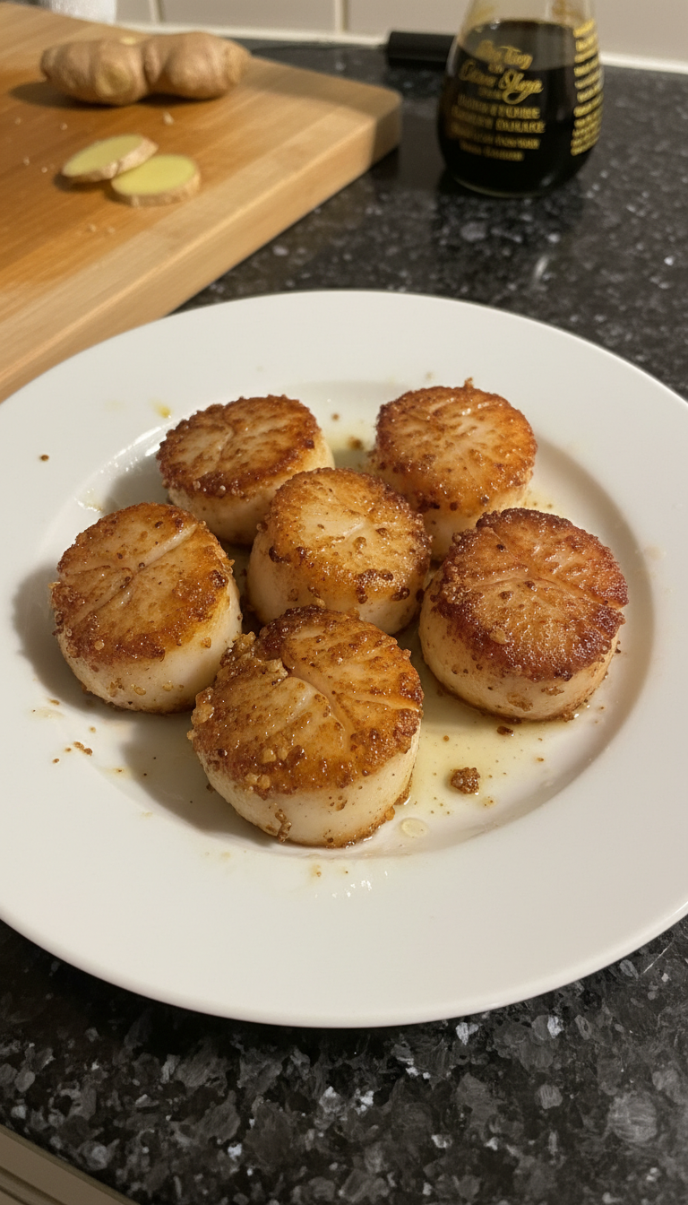 Ingwer Soja Gebratene Jakobsmuscheln​