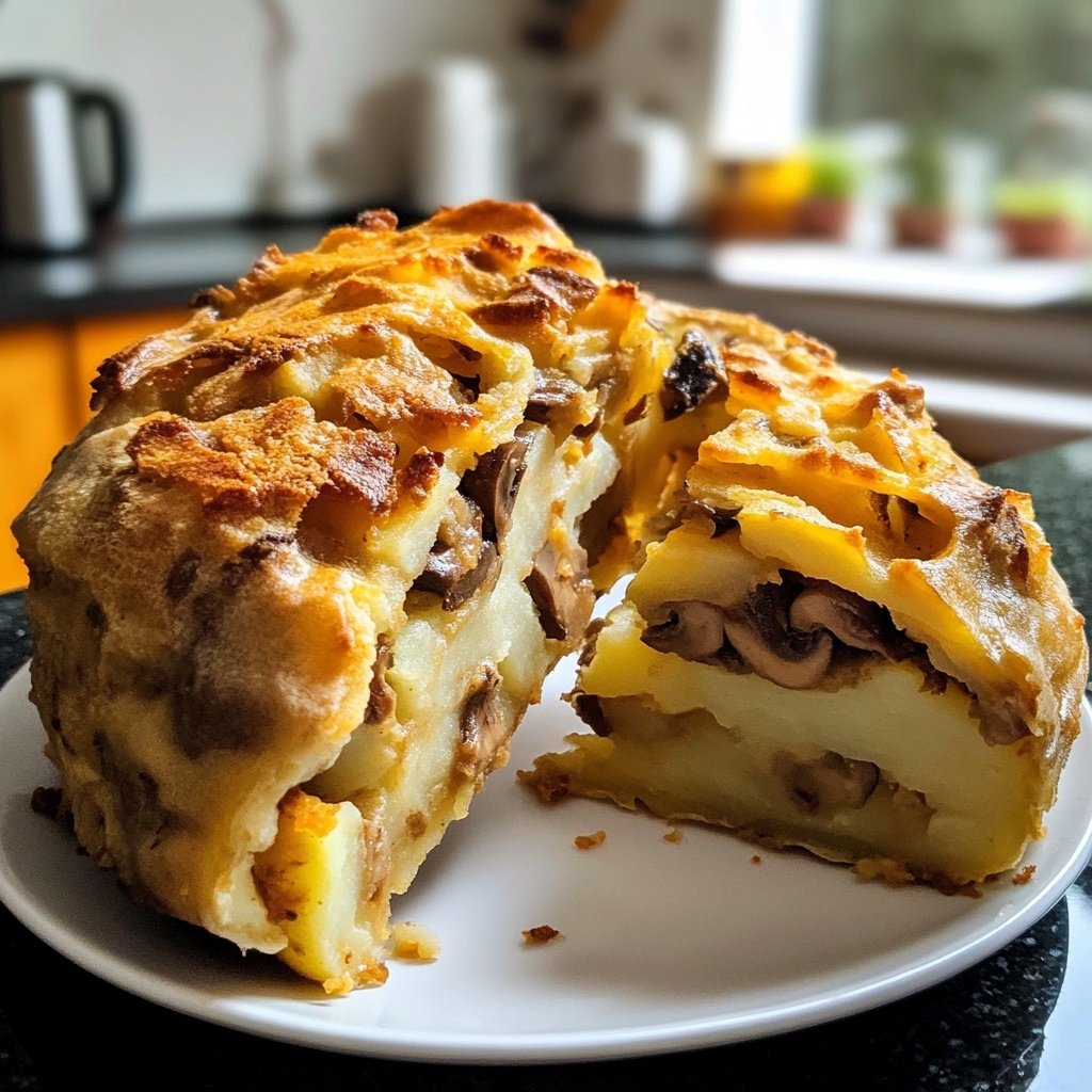 Kartoffel-Steinpilz-Rolle mit Dattelrotkohl