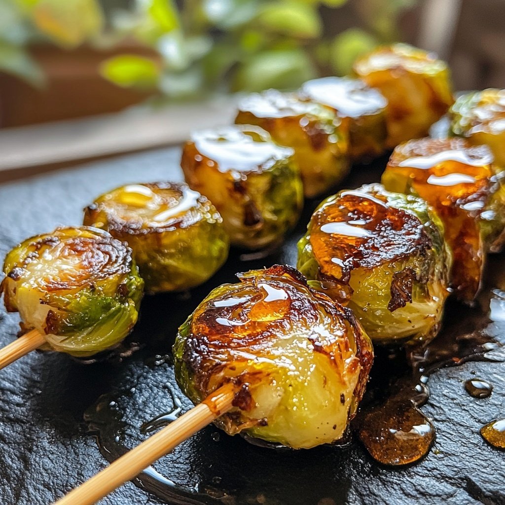 Rosenkohl-Spieße mit Ahornsirup