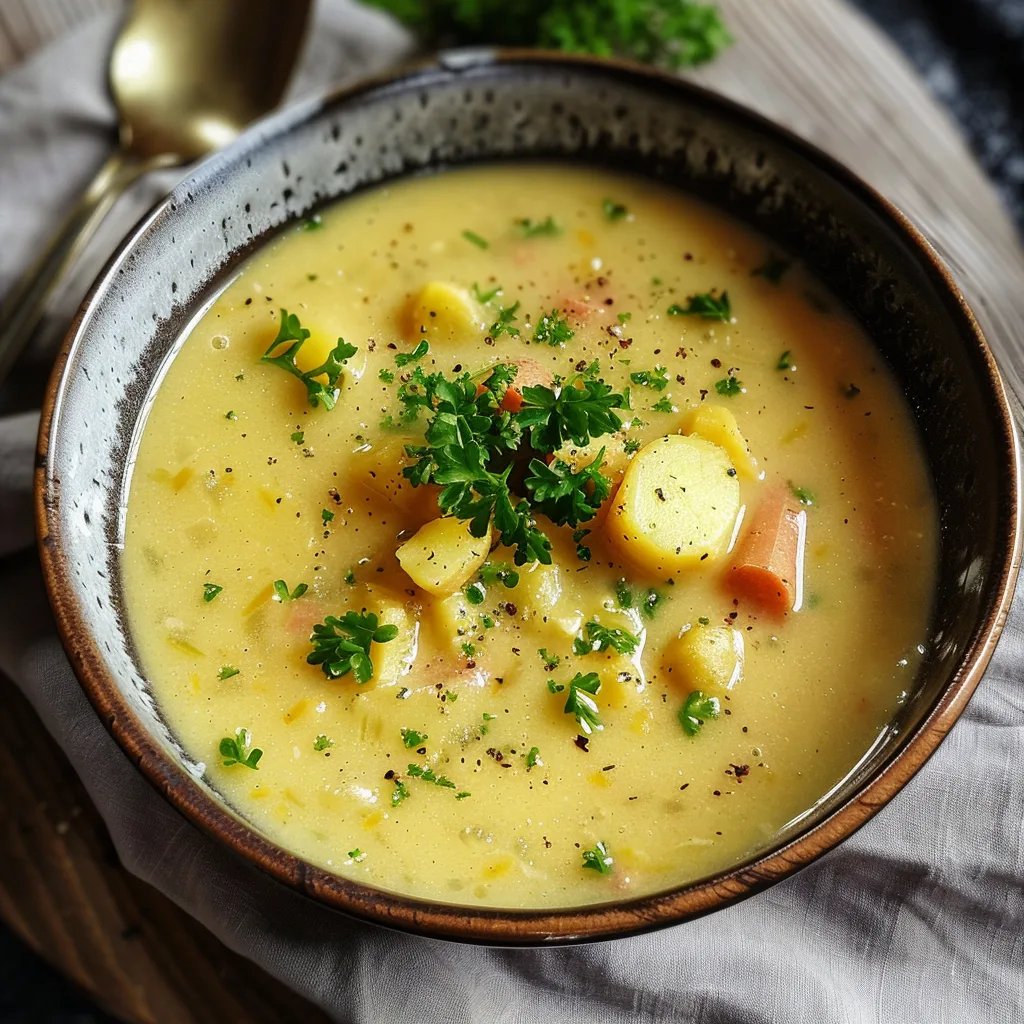 Einfache Kartoffelsuppe mit Wienern