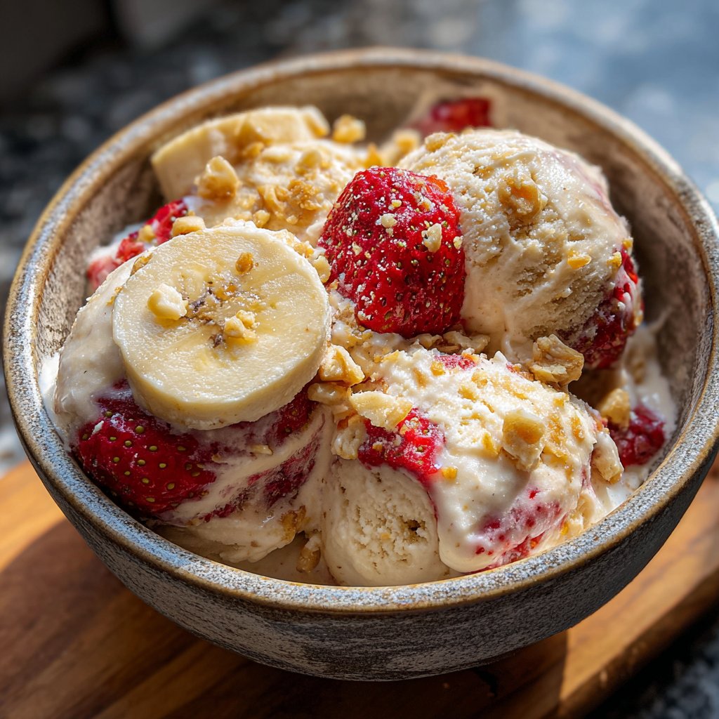 Erdbeer Banane Hüttenkäse Eis