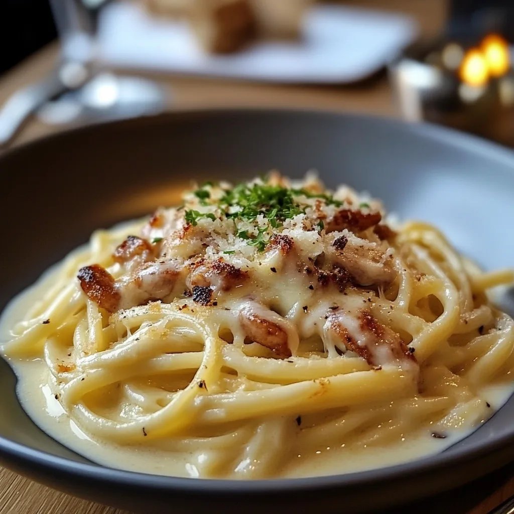 Knuspriges Hähnchen mit cremiger Pasta