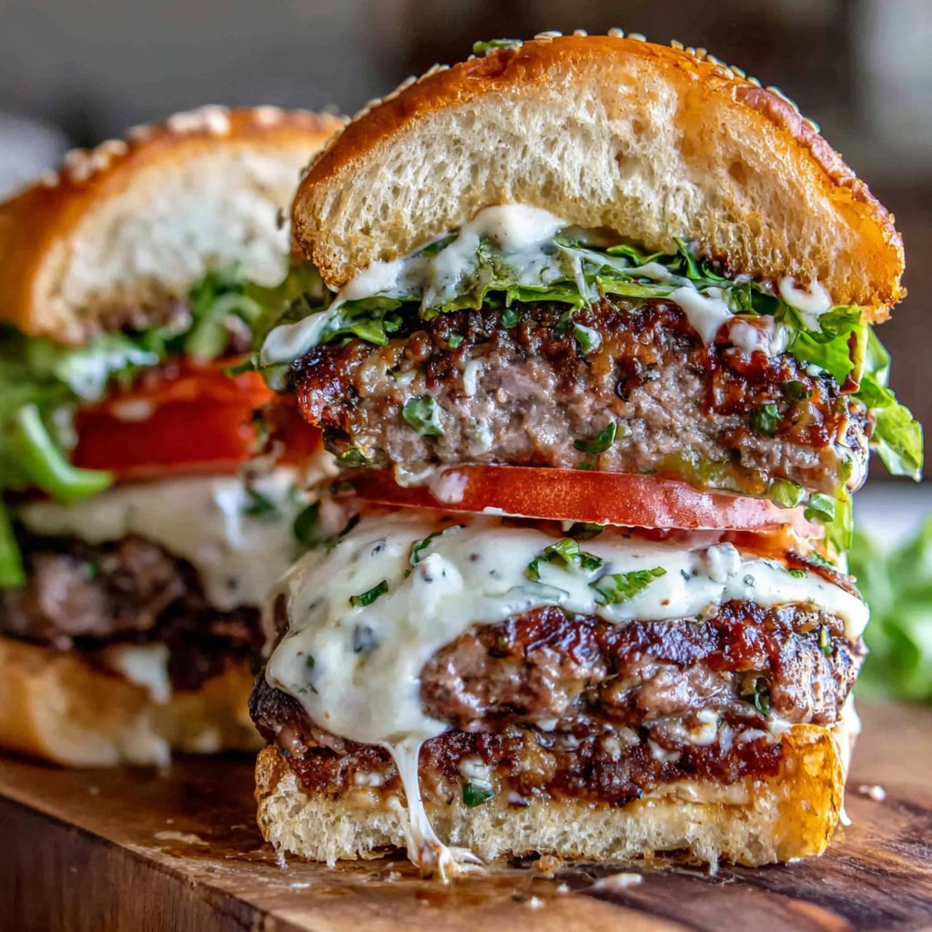 Grill-Hamburger mit Kräuter-Mayo