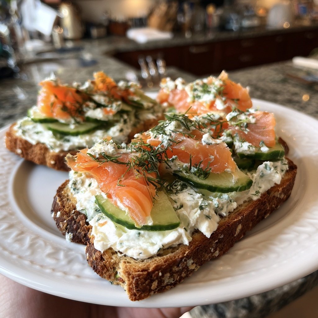 Schneller Tannenbaum-Snack aka Gurken-Lachs-Sandwiches