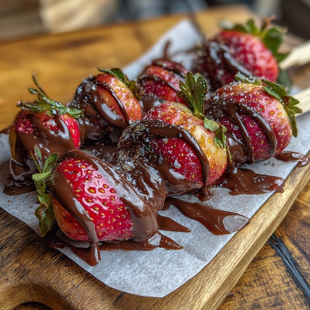 Schoko Obst Spieße als Dessert