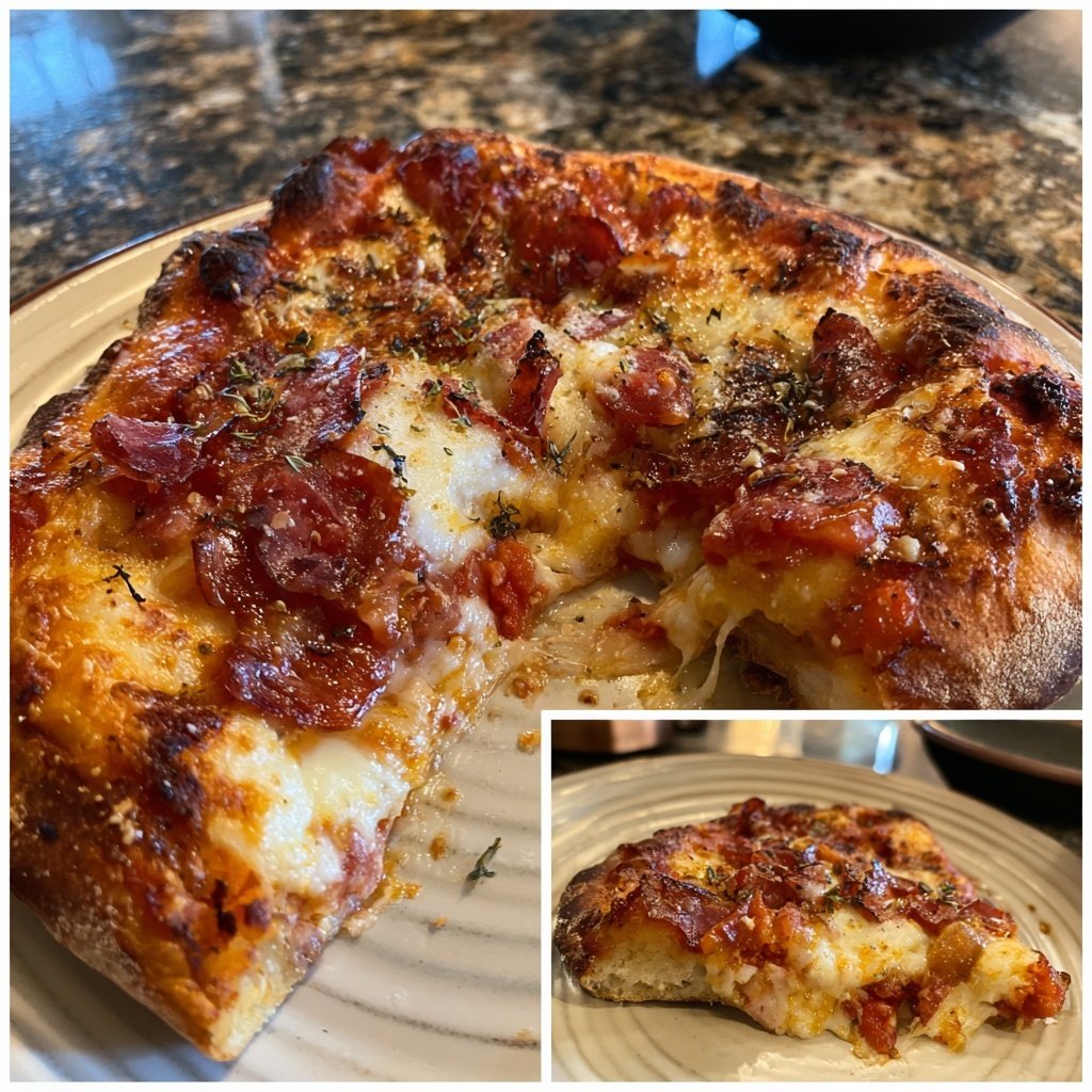 Pizza-Raclette mit Tomatensauce, Mozzarella und Salami​