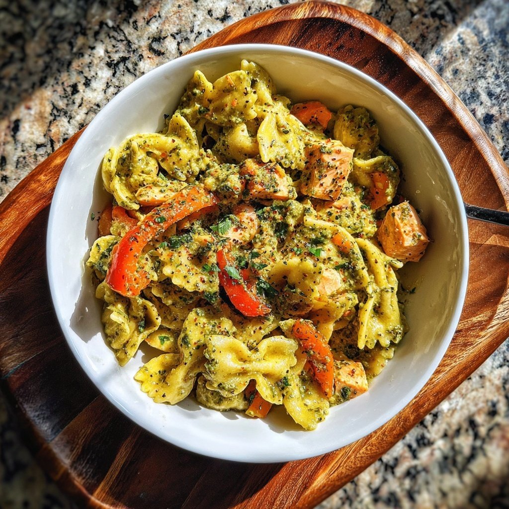 Lachs Pasta Primavera mit Pesto