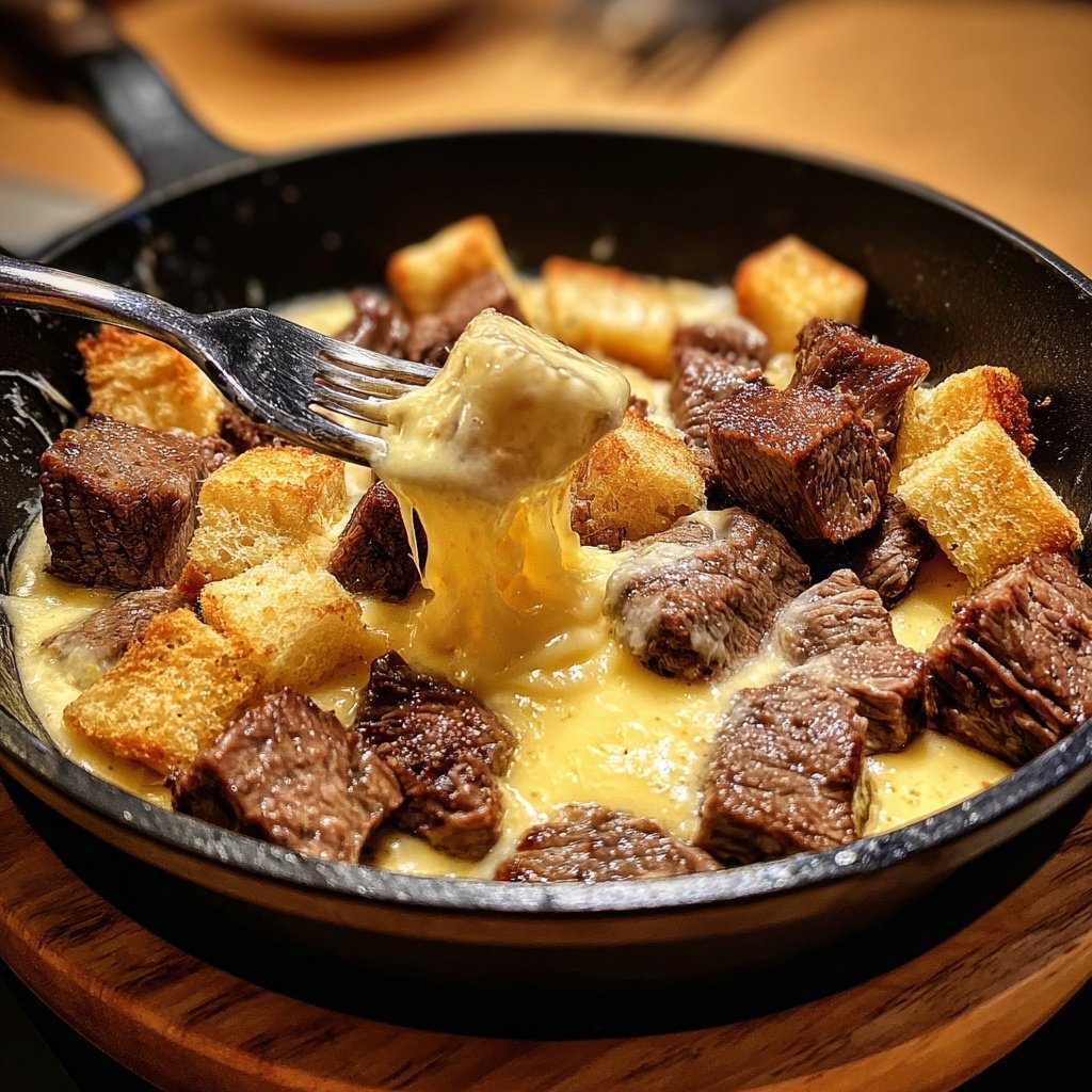 Fleischfondue mit Rinderfilet Würfeln