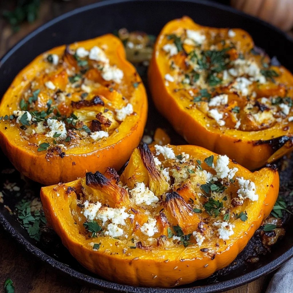 Ofen Kürbis mit Feta und Honig