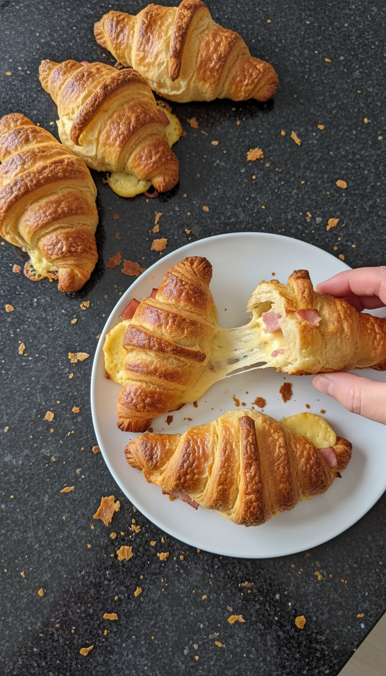 Blättrige Schinken Käse Croissants​