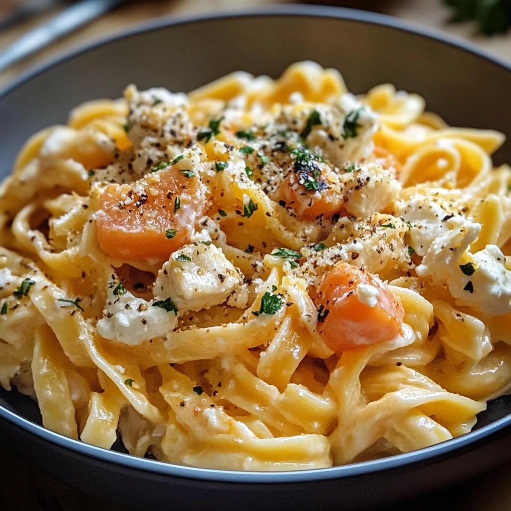 Schnelle Feta-Kürbis-Pasta