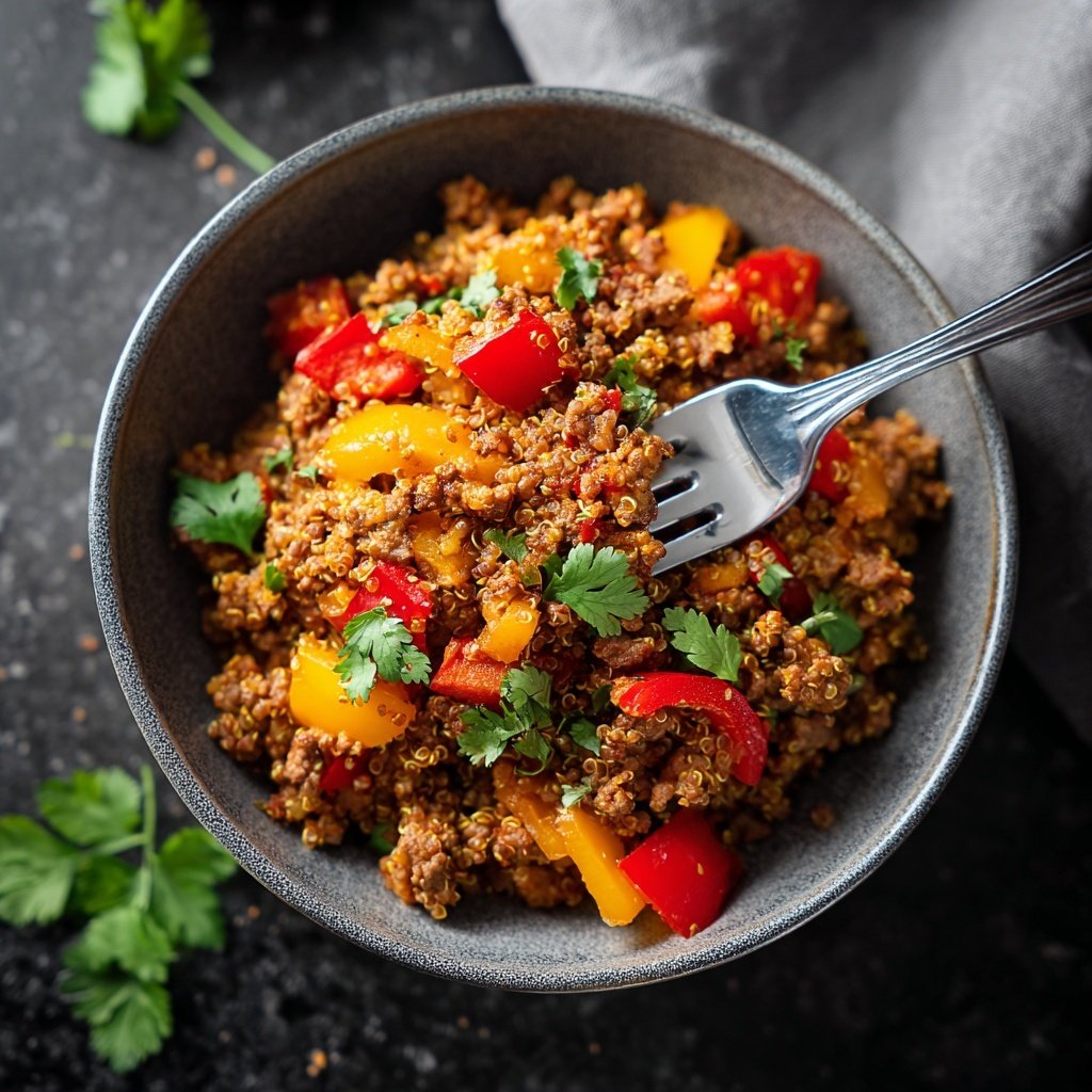 Hackfleisch Quinoa Bowl